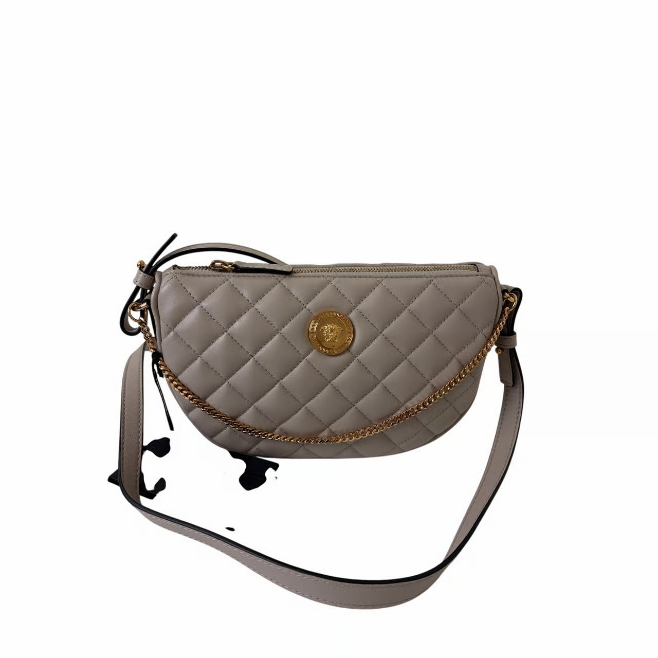 Versace Medusa Quilted Crossbody Bag grey