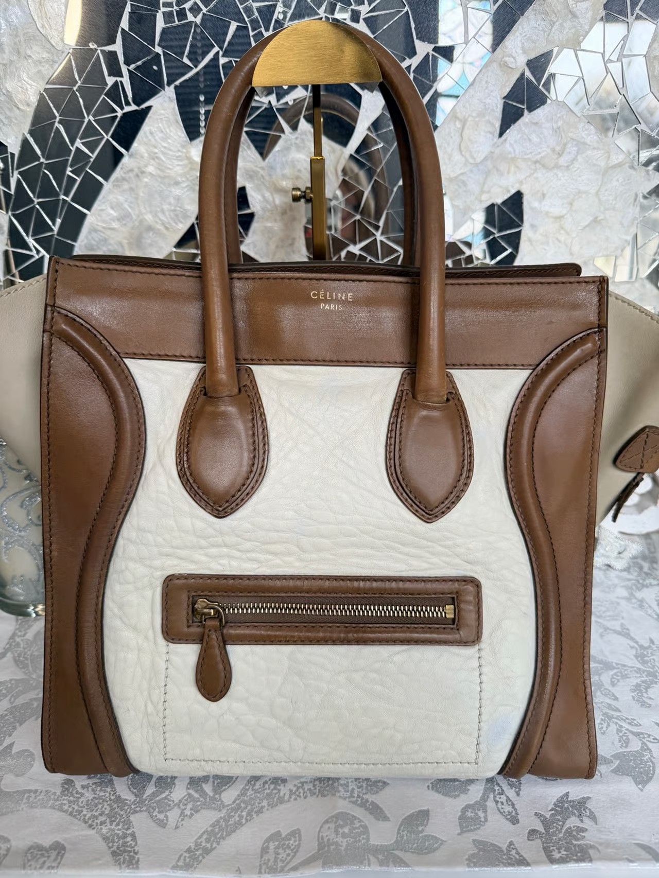 CELINE Leather Luggage Handbag