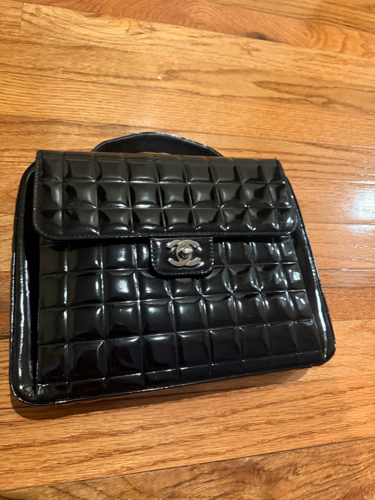 Chanel chocolate bar bag patent