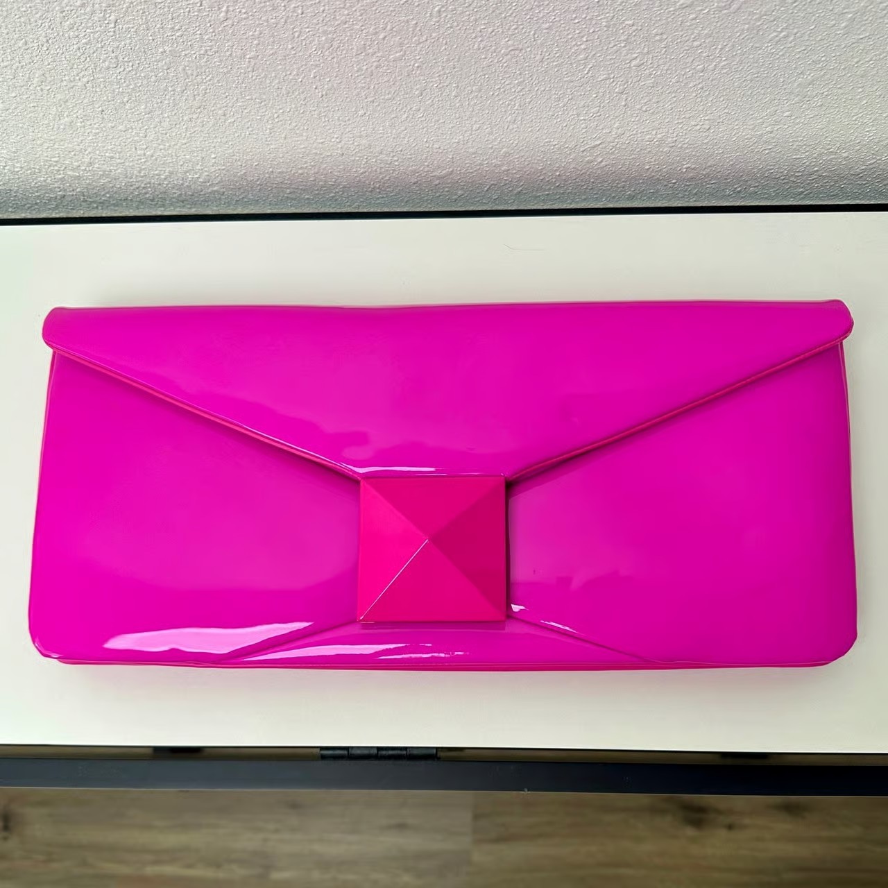 Valentino Hot Pink Patent Leather Large Envelope Clutch