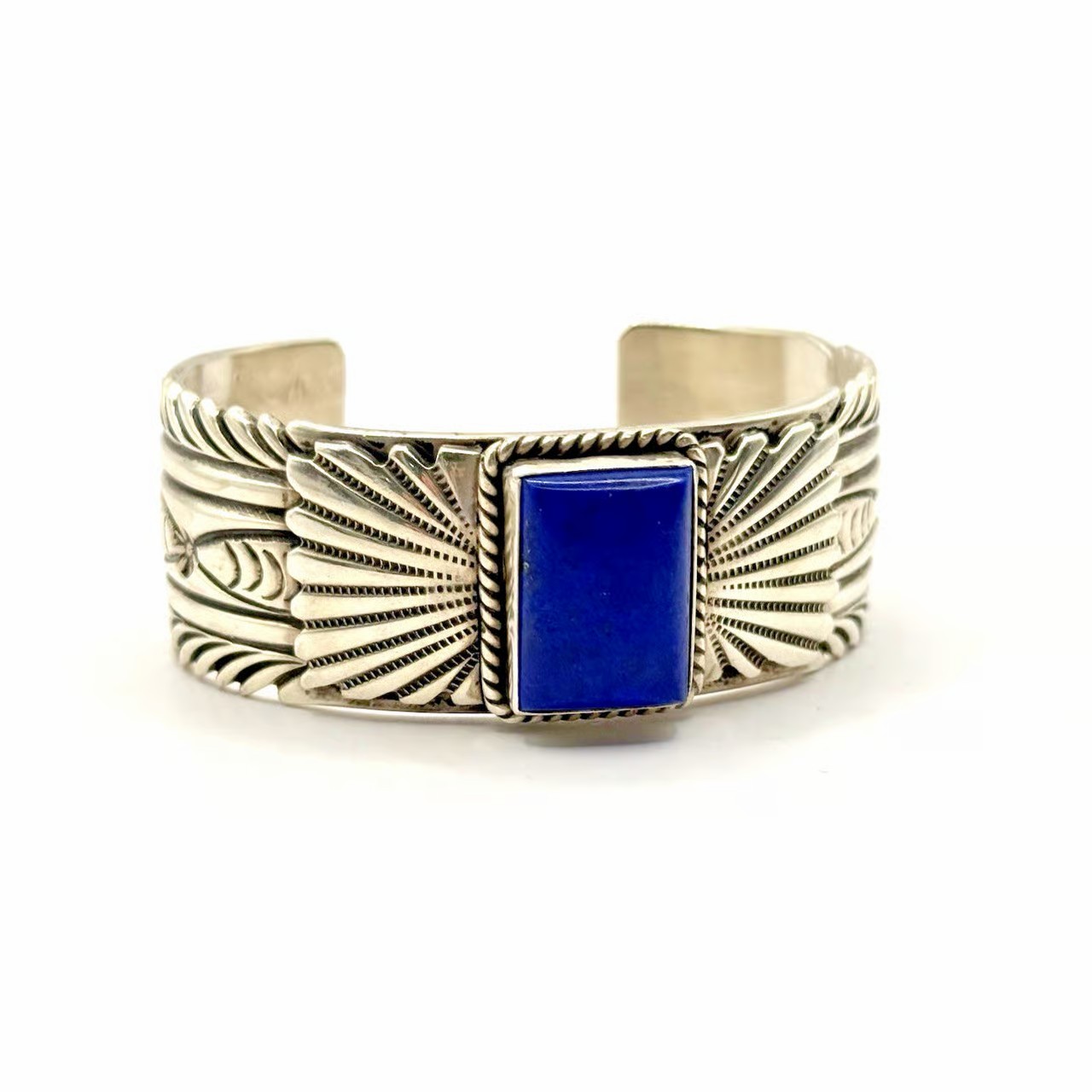 Vintage Signed Ben Begaye Navajo Sterling Silver Lapis Lazuli Cuff Bracelet 6