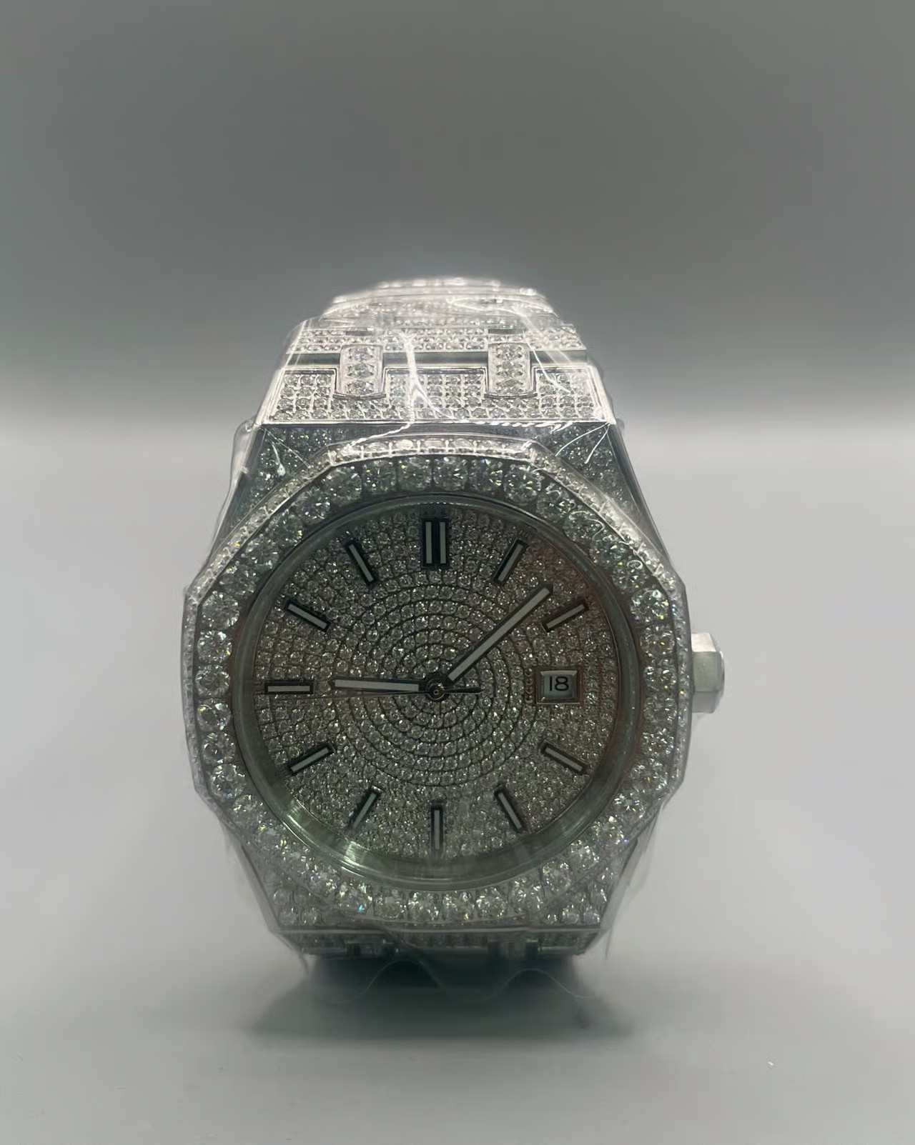 Silver Moissanite Men’s Watch