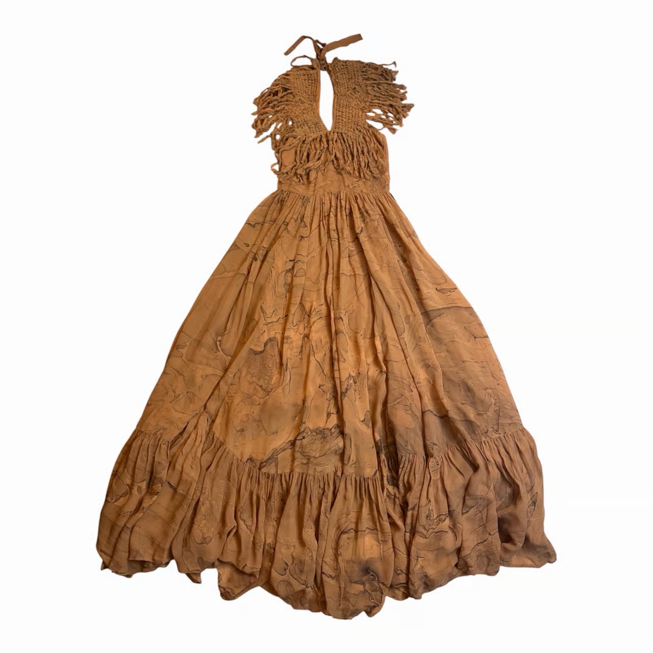 Nicholas K x Free People cosmo fringe halter maxi dress