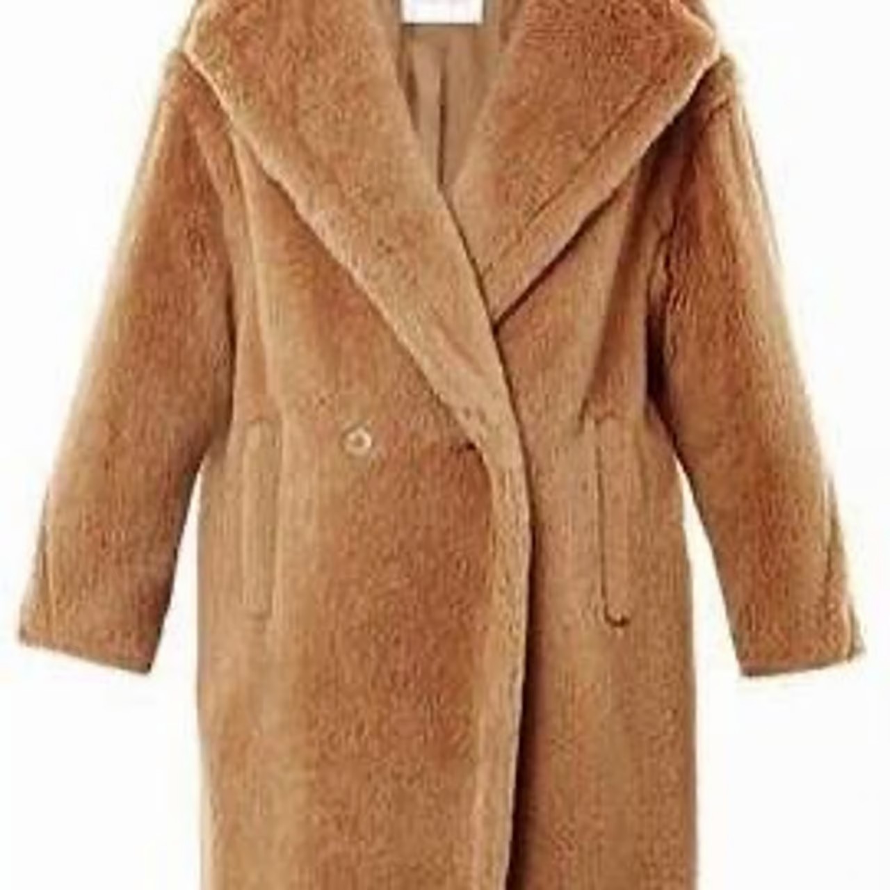 MAX MARA Double-Breasted Camel Hair Blend Teddy Coat carrara