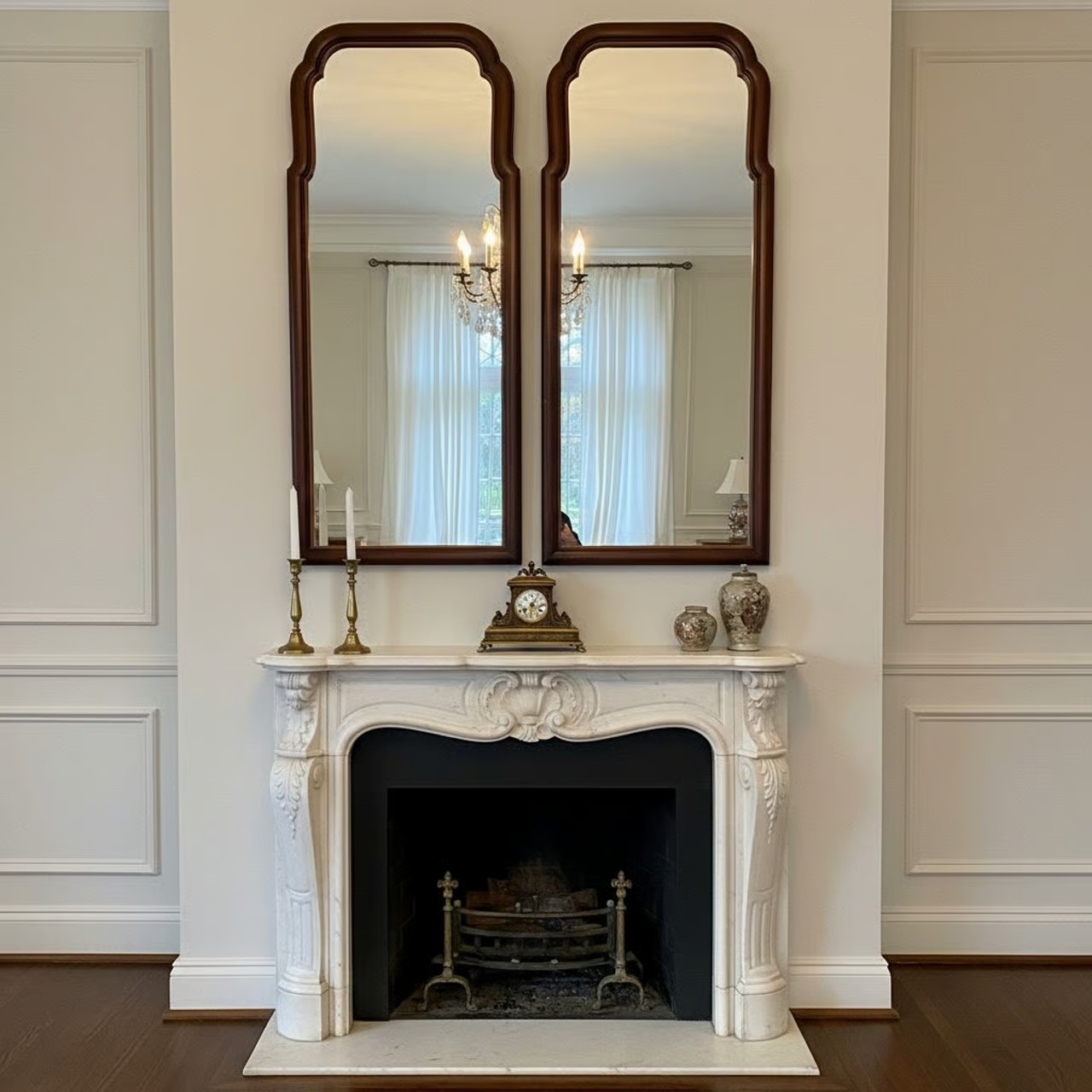 Henkel Harris Mahogany Mirror Pair-Virginia Galleries-50''-Traditional Wall-Wood