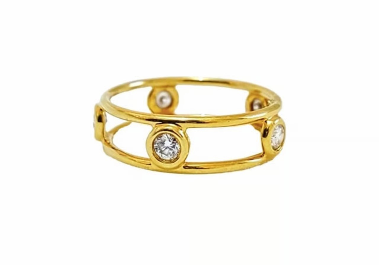 Auth 4.4k TIFFANY & CO. By the Yard 5-Diamond Ring in 18k Yellow Gold US 5.5