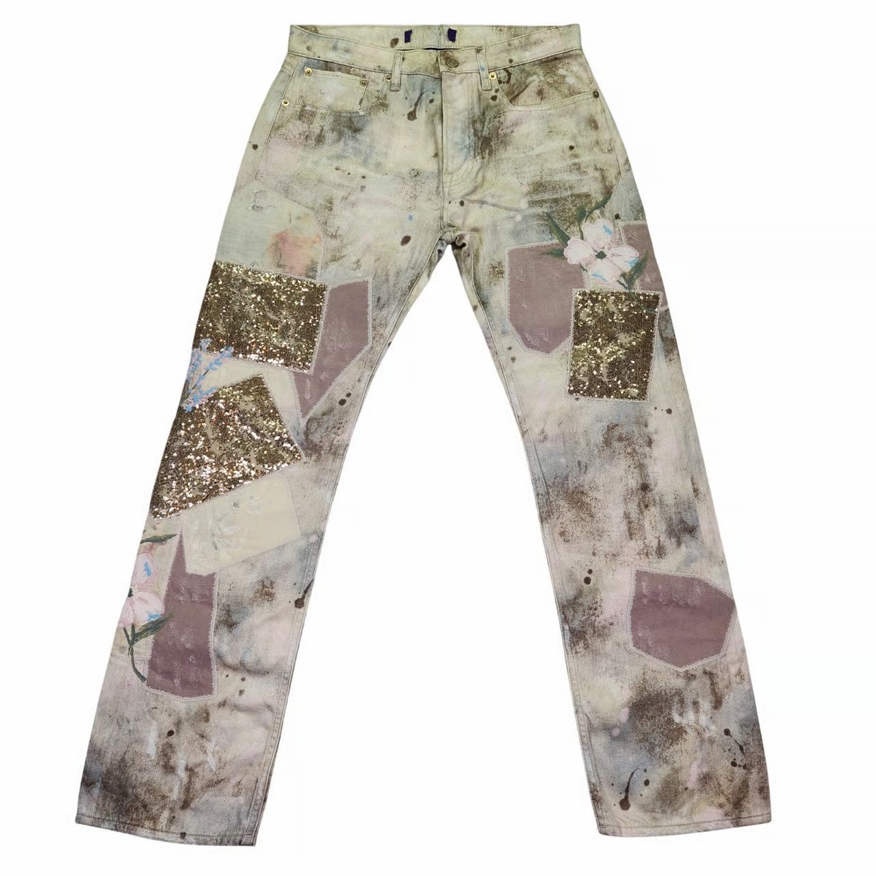 Ralph Lauren Collection Runway Patchwork Sequin Jeans Made In Italy Women's