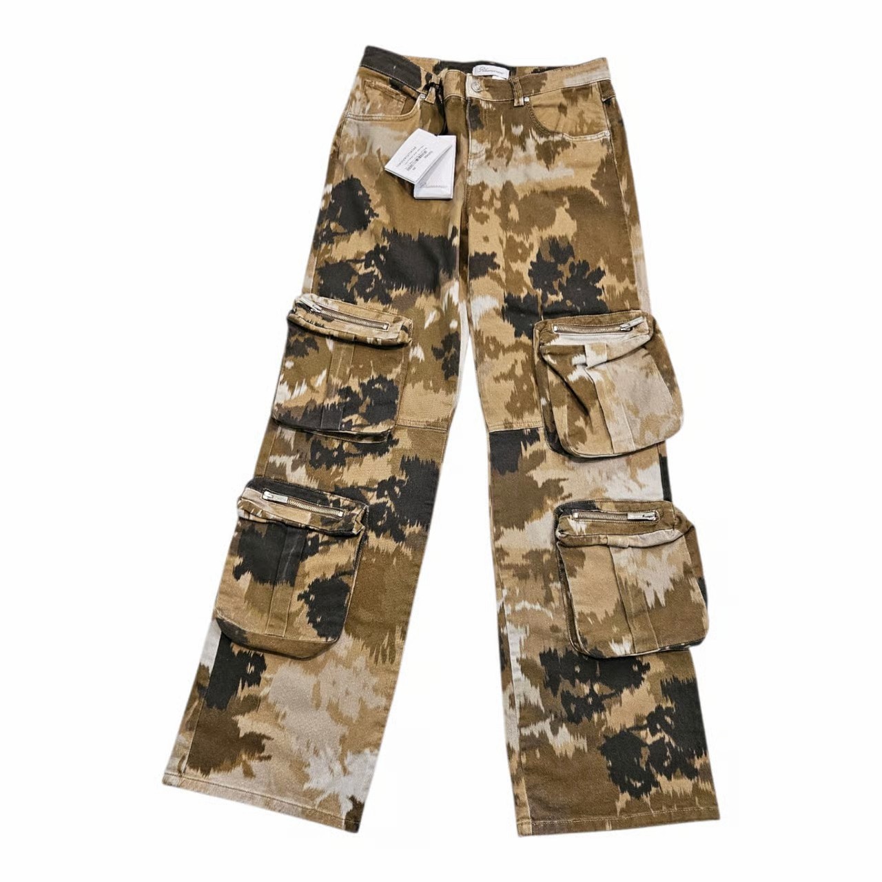 BLUMARINE Brown Camouflage Denim Cargo Pants