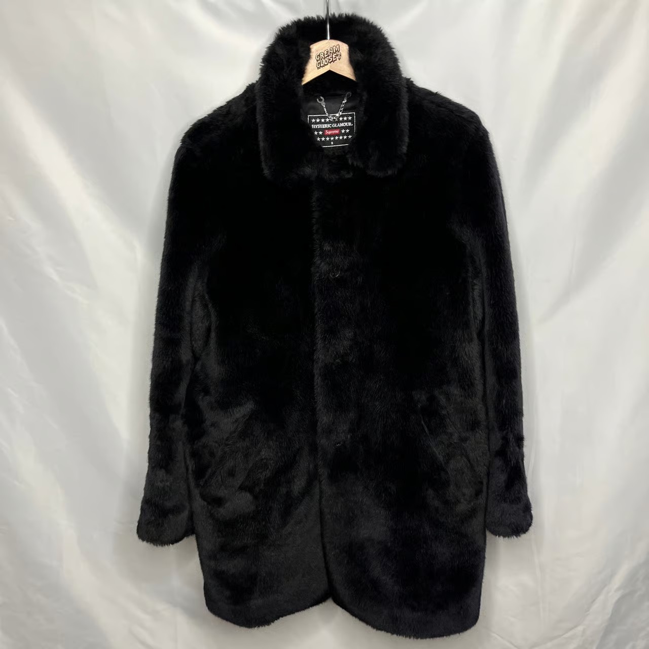 FW17 2017 Supreme NYC Hysteric Glamour F You Faux Fur Coat Black S