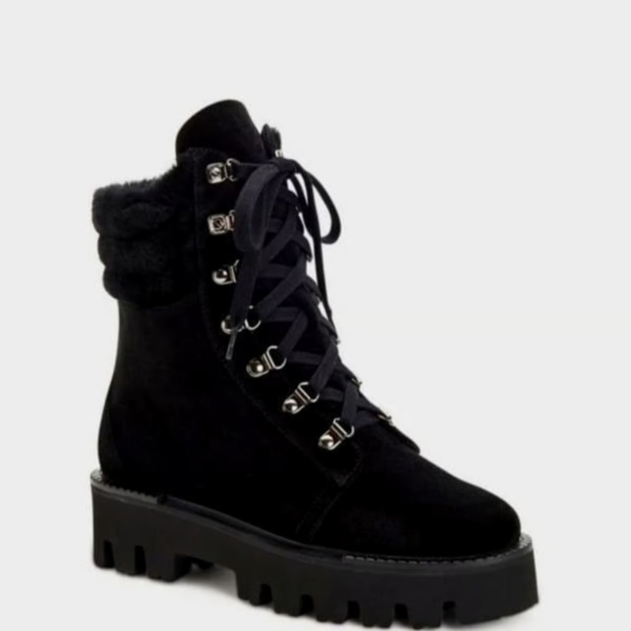 Aquatalia Alyssa Water Resistant Genuine Shearling Boot- Midnight Brown/Black
