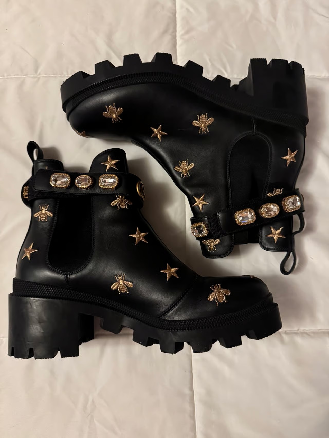 Gucci Bee and Star Embroidered Boots