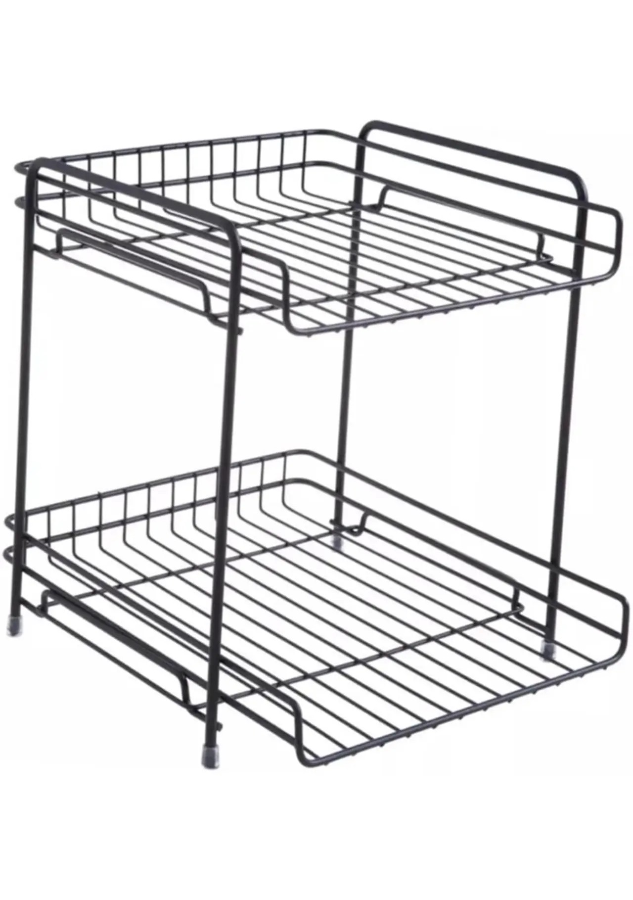 Double Layer Desktop Storage Rack Multifunctional Iron Organizer for Kitchen Bat