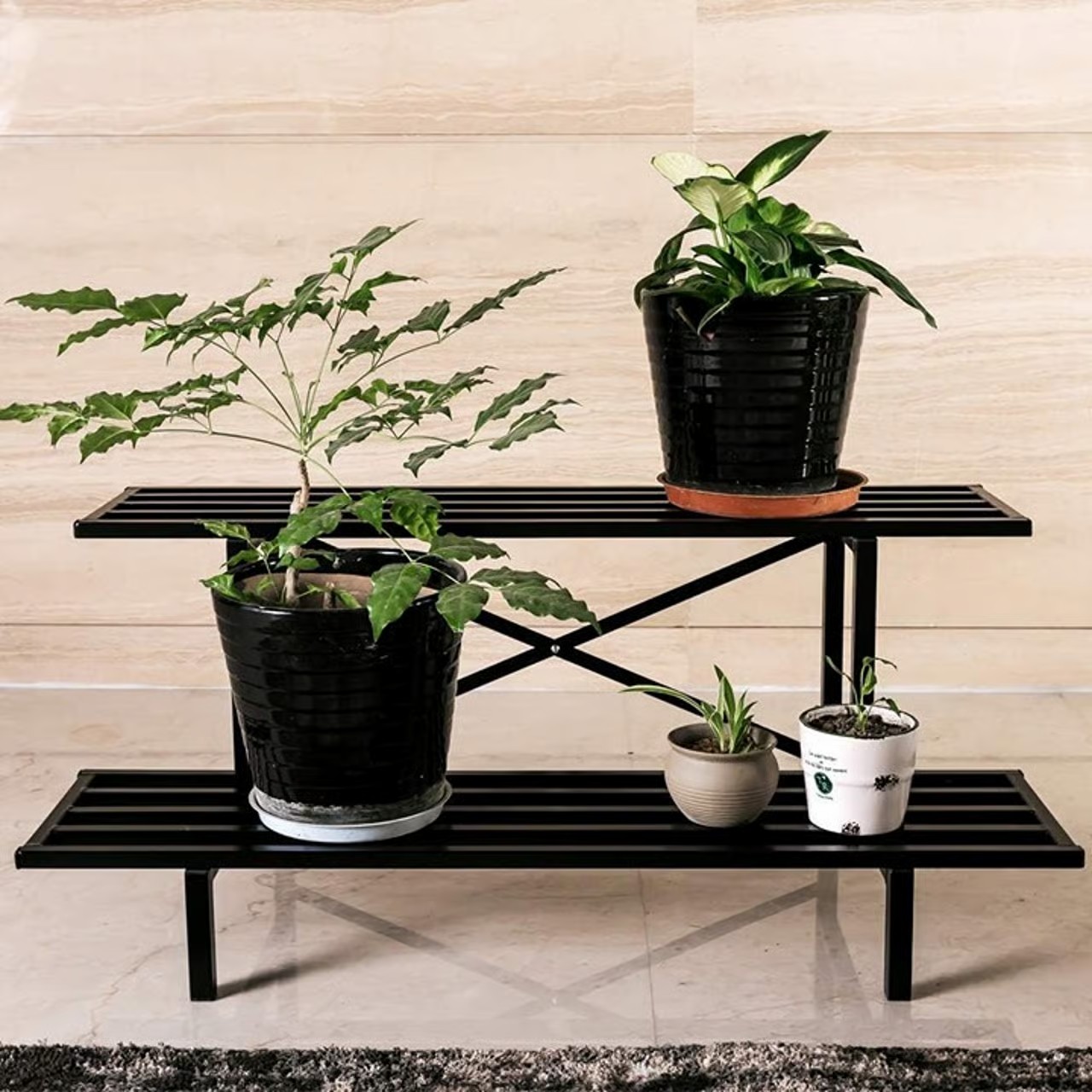 NEW 2 Tier Sturdy Metal Plant Stand L45.67 x W17.5 x H14 inch, 440 LBS Capacity