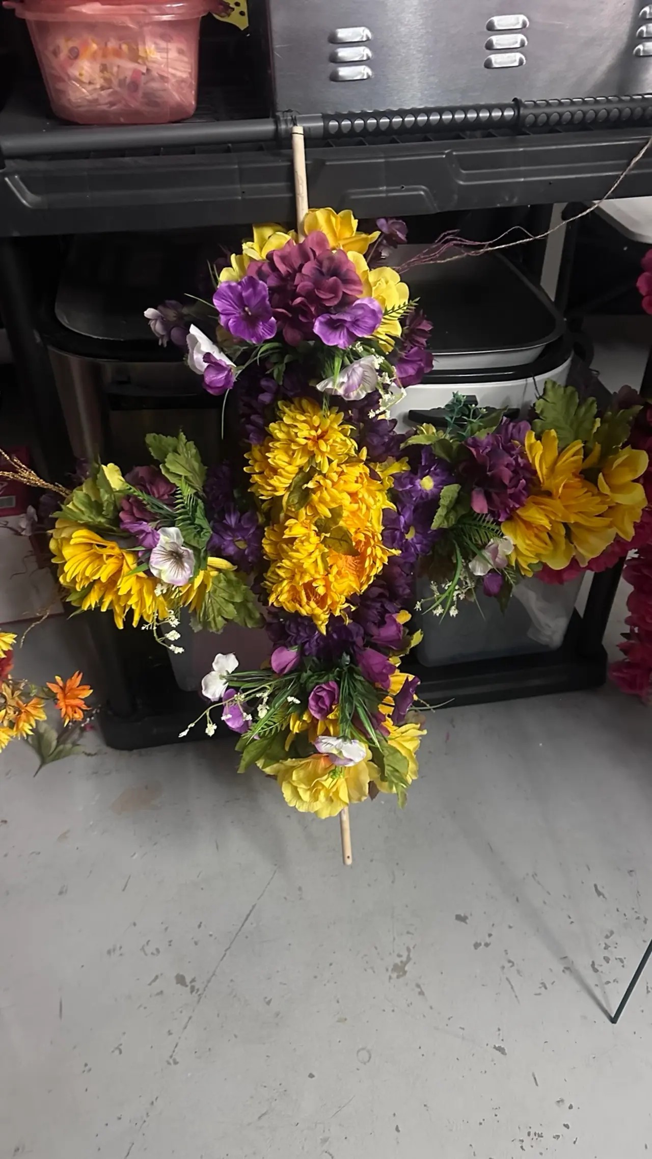 Cemetery cross flower arrangement