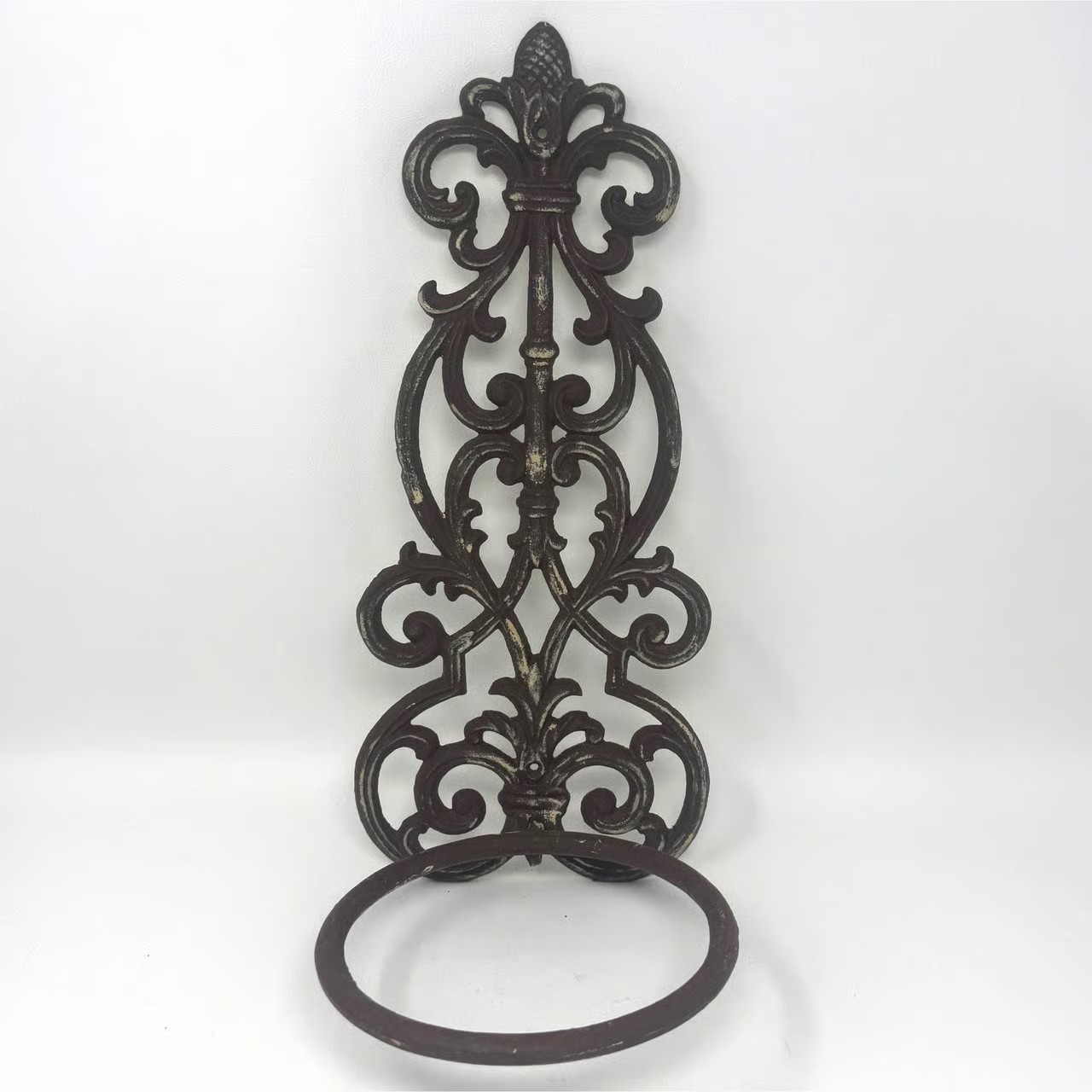 Flower Plant Pot Holder Scroll Metal Bracket Fancy Outdoor Wall Mount 16" Tall