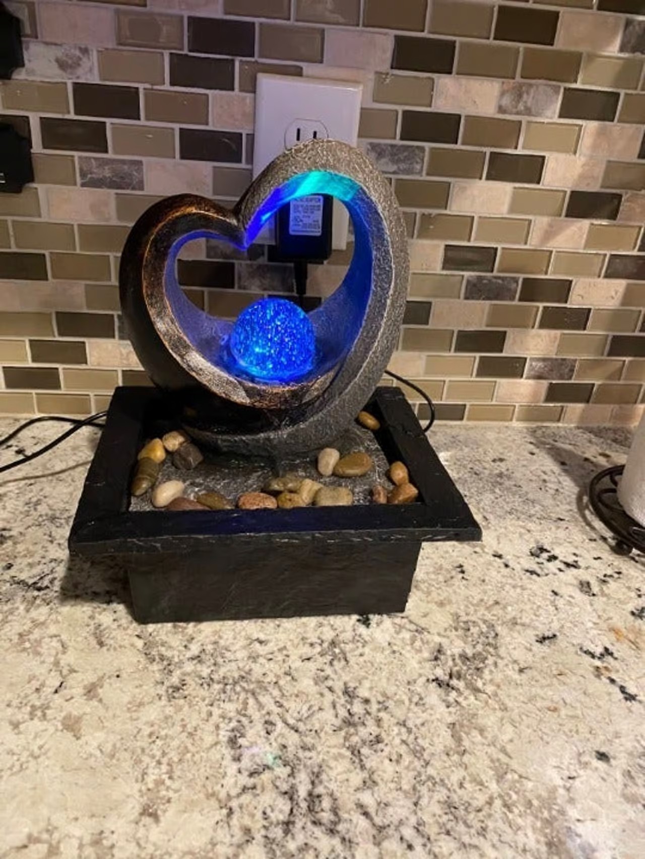 Tabletop Water Garden Zen Fountain with LED Light, Fountain Fengshui