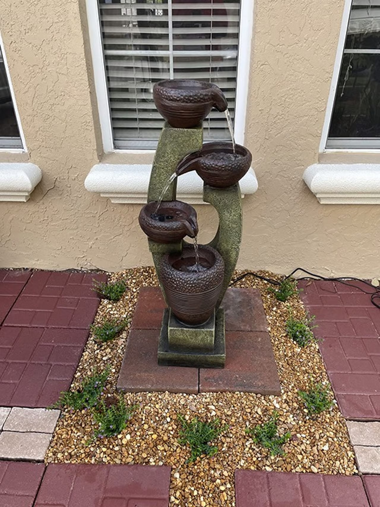 40” Modern Outdoor Fountain with Contemporary Design & LED Light