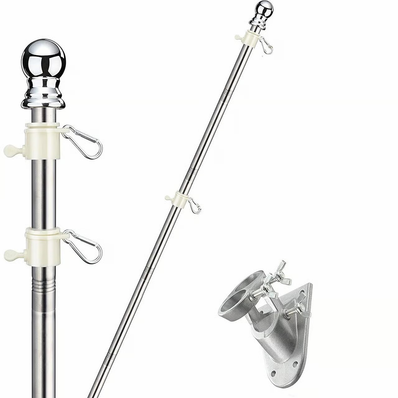 SANDEGOO Flag Pole Kit for House 5FT Flag Pole Wall Mounted Bracket