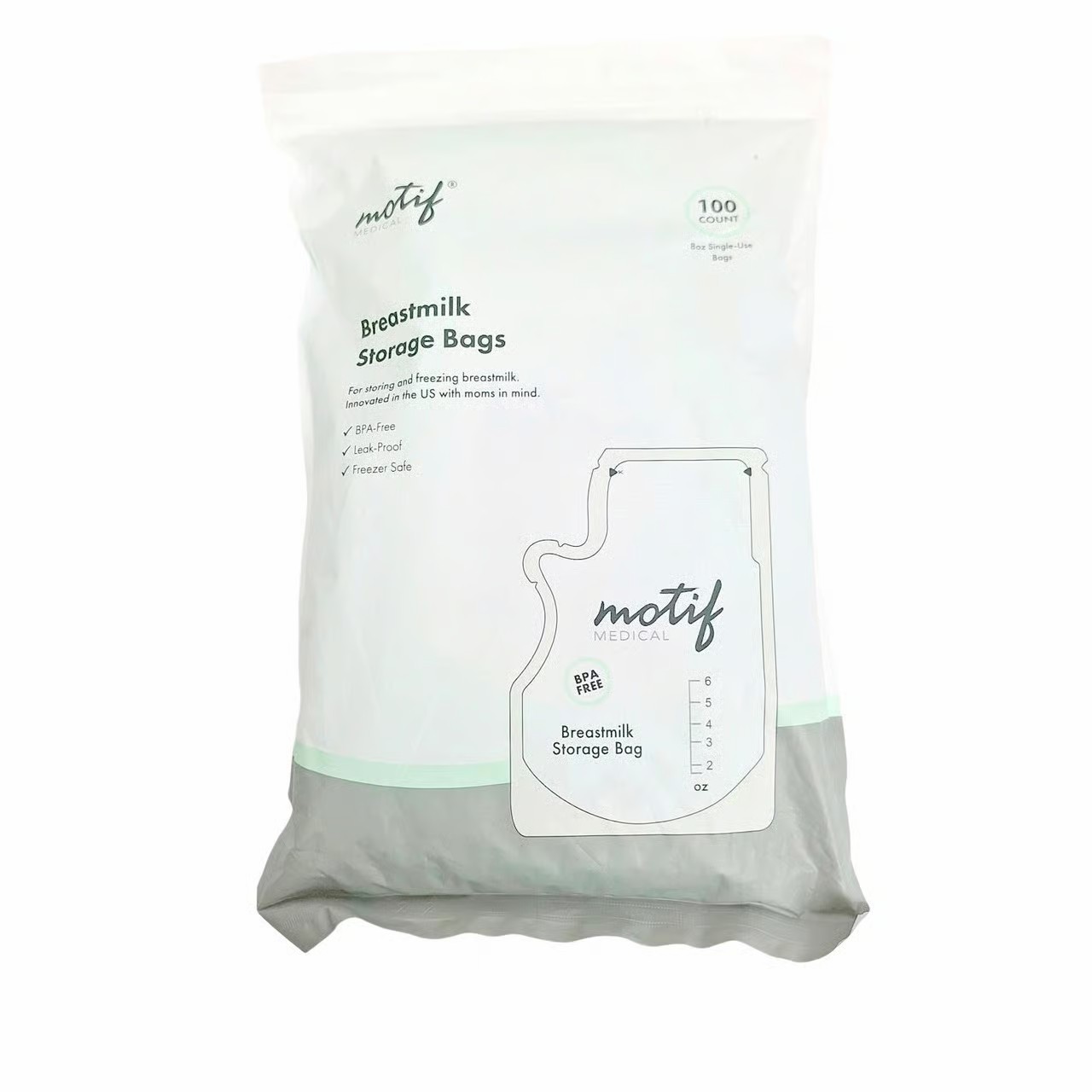 Motif Medical Breast Milk Storage Bags 8oz Single Use Bags 100 count BPA