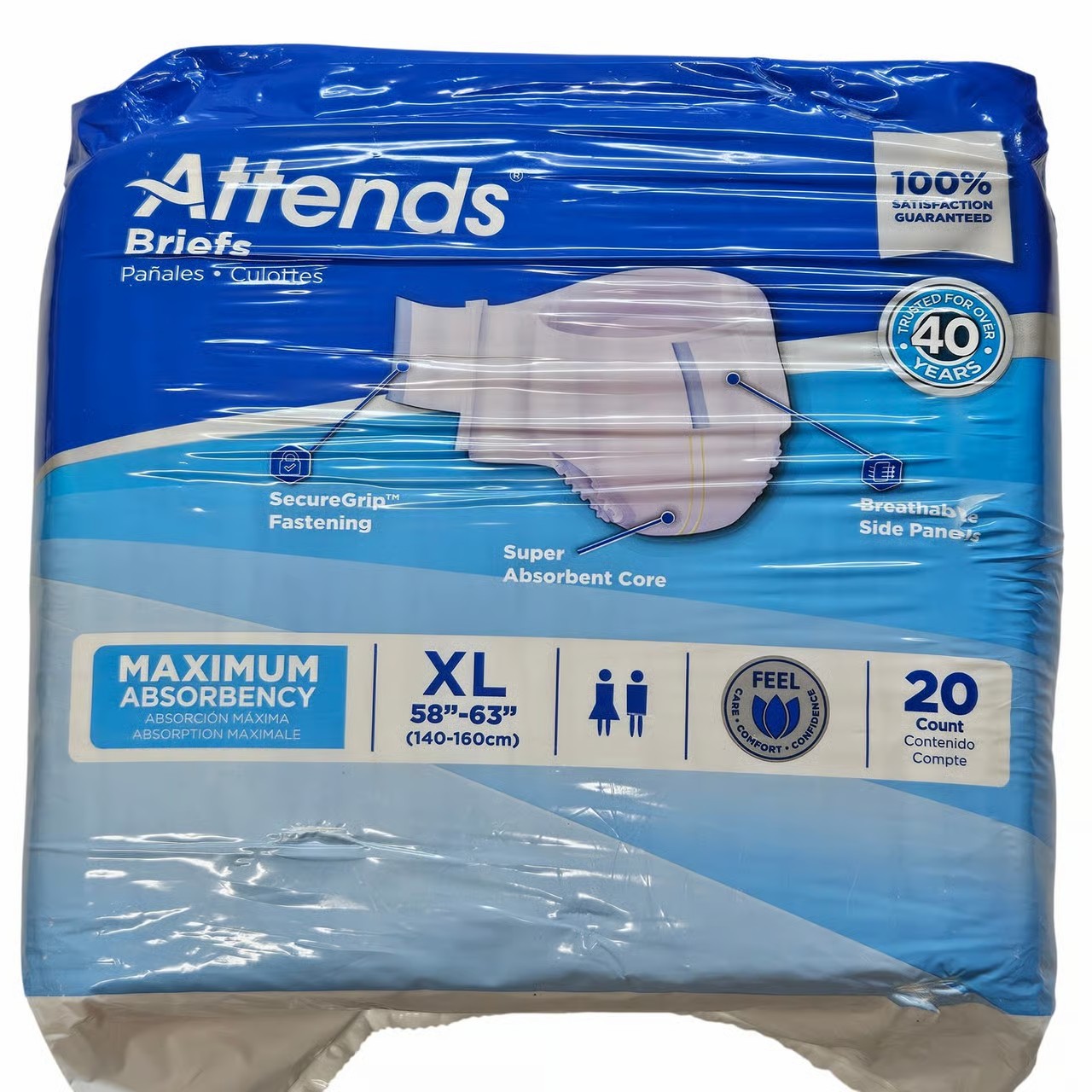 Attends Briefs Maximum Absorbency Size XL 20 Count Adult Incontinence Underwear