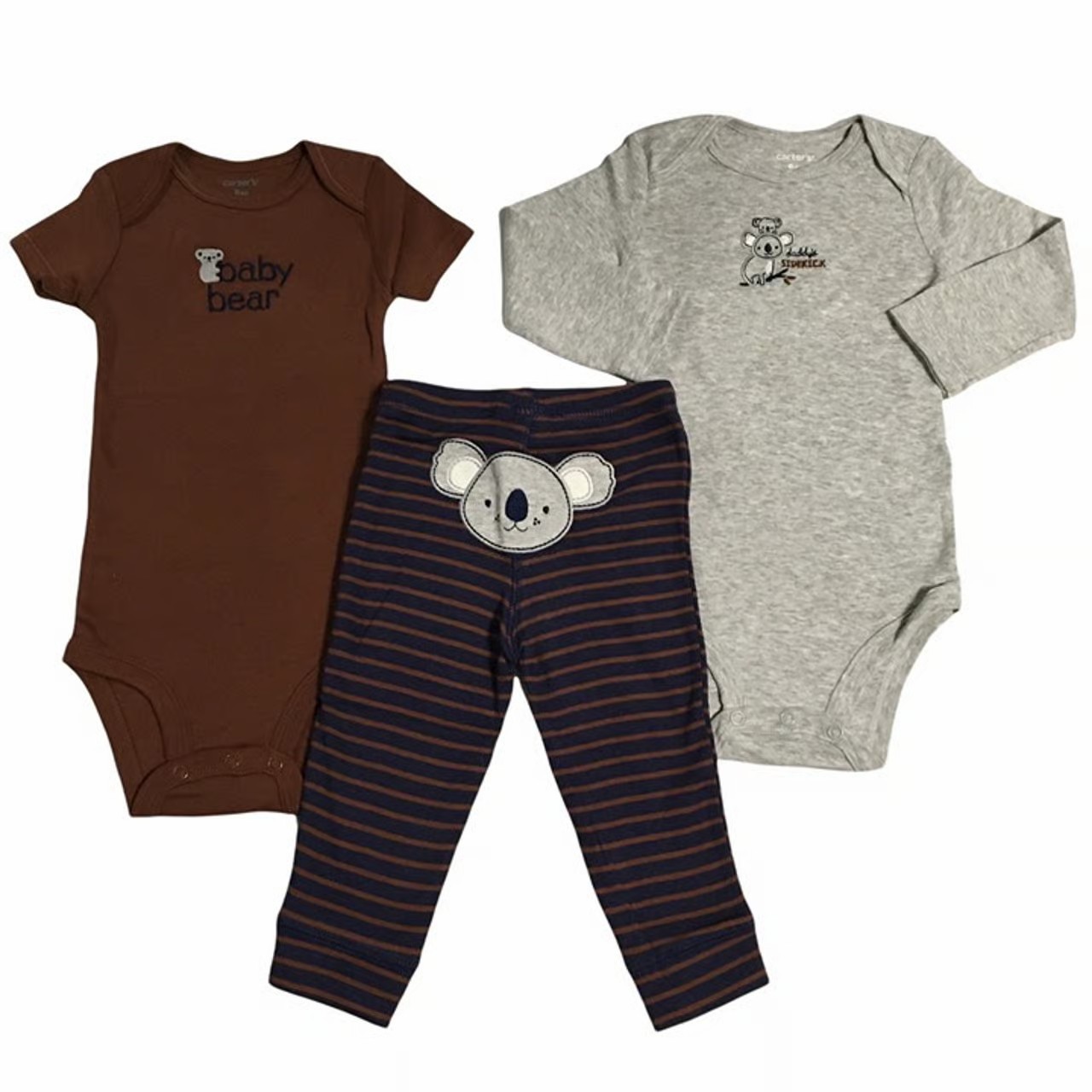 Carter's Baby Boys 3pc Koala Pants & Tops Outfit Set 6 Months Brown/Gray