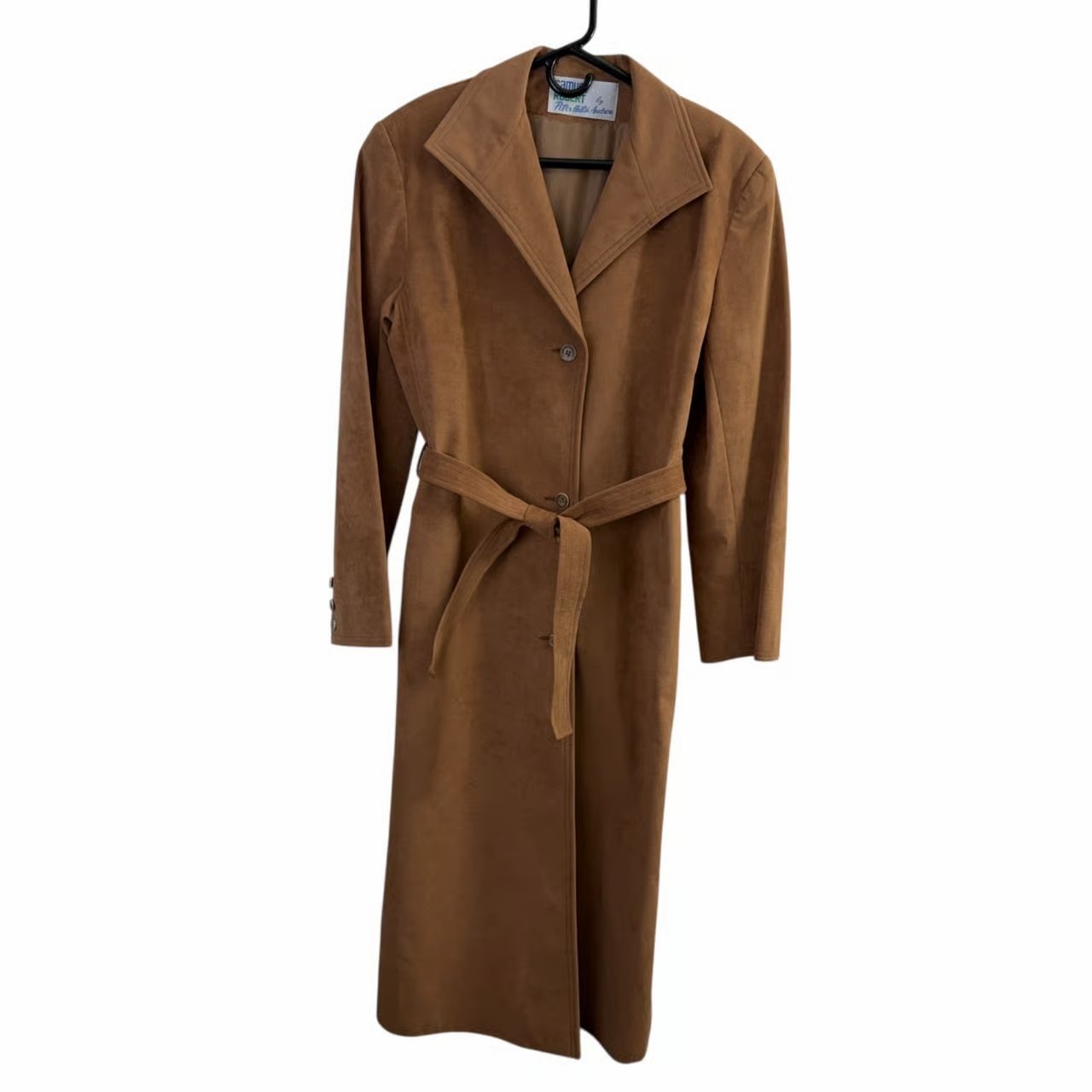 Samuel Robert by Peter Hatsi Androu Ultra Suede Trench Coat Womens 14 Camel NWT