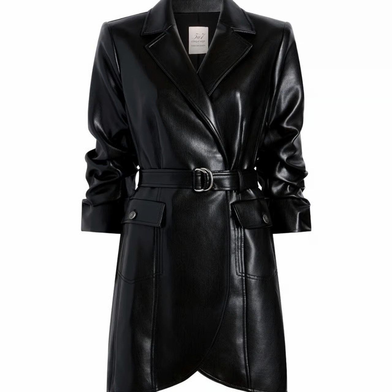 Cinq à Sept Janessa Vegan Black Leather Mini Dress, Black