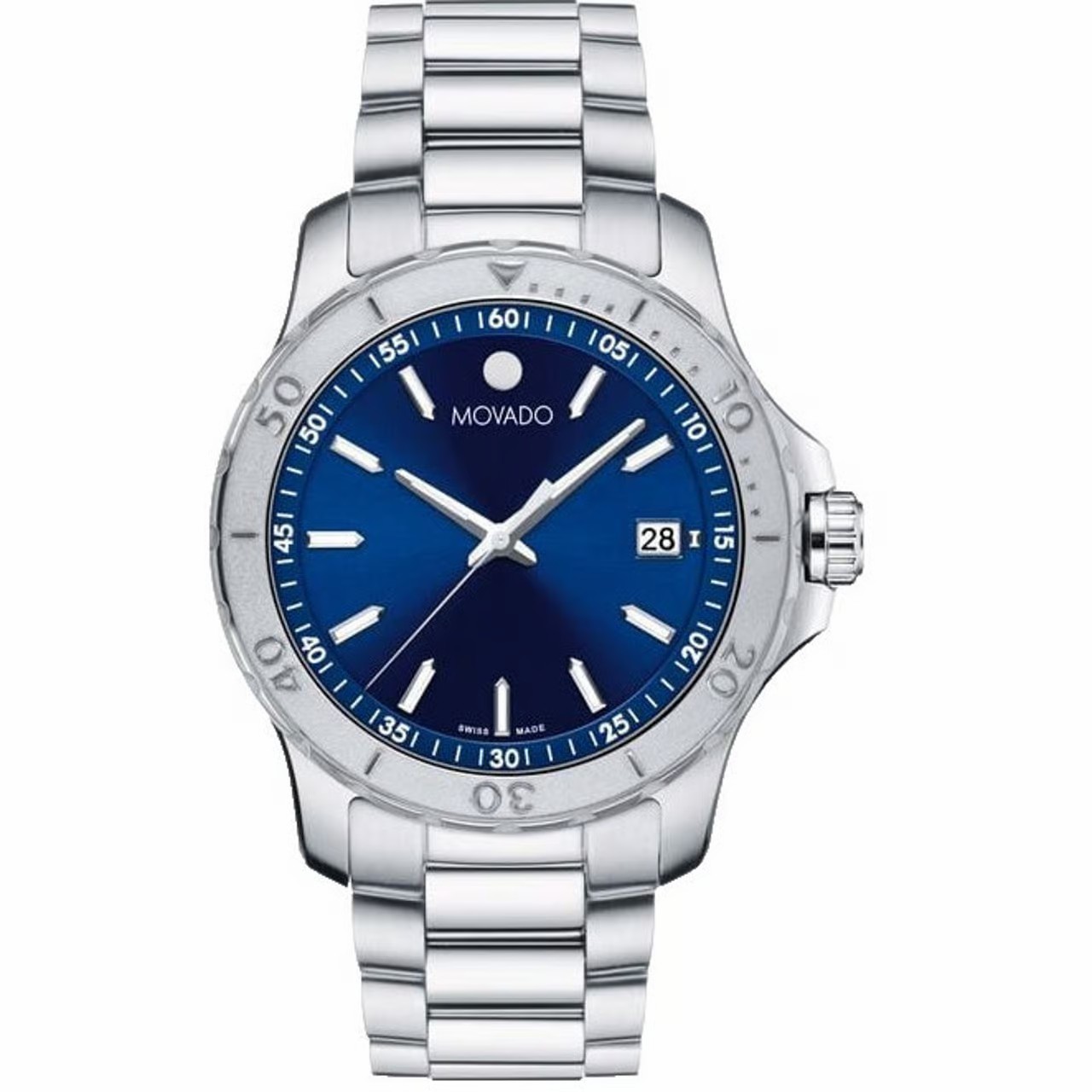 MOVADO ACTIVE SPORT 2600168 BLUE DIAL STAINLESS STEEL BRACELET 40MM MENS WATCH