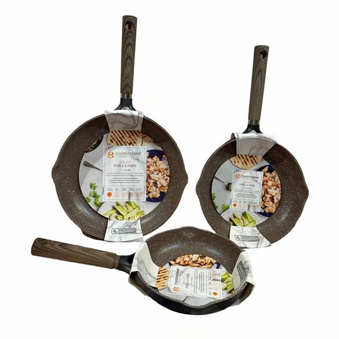 Master Class Cookware Heavy-Duty Cast Aluminum Non-Stick Skillets 3Pc.