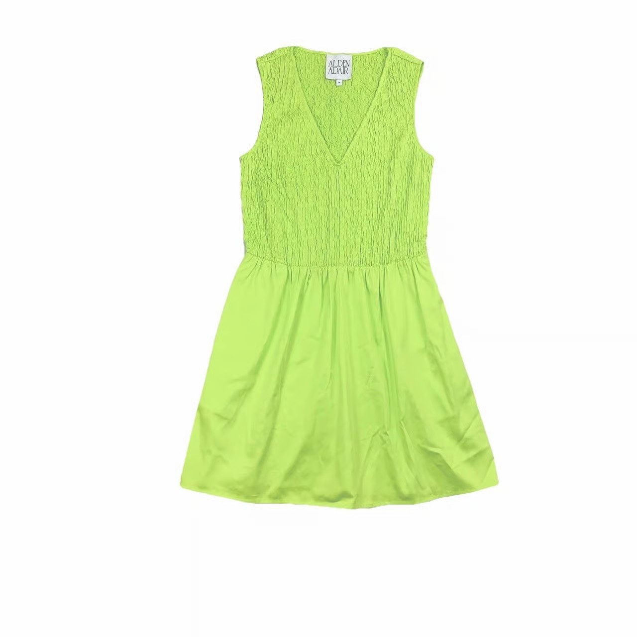 Alden Adair Hadleigh Mini Dress Neon Green Smocked