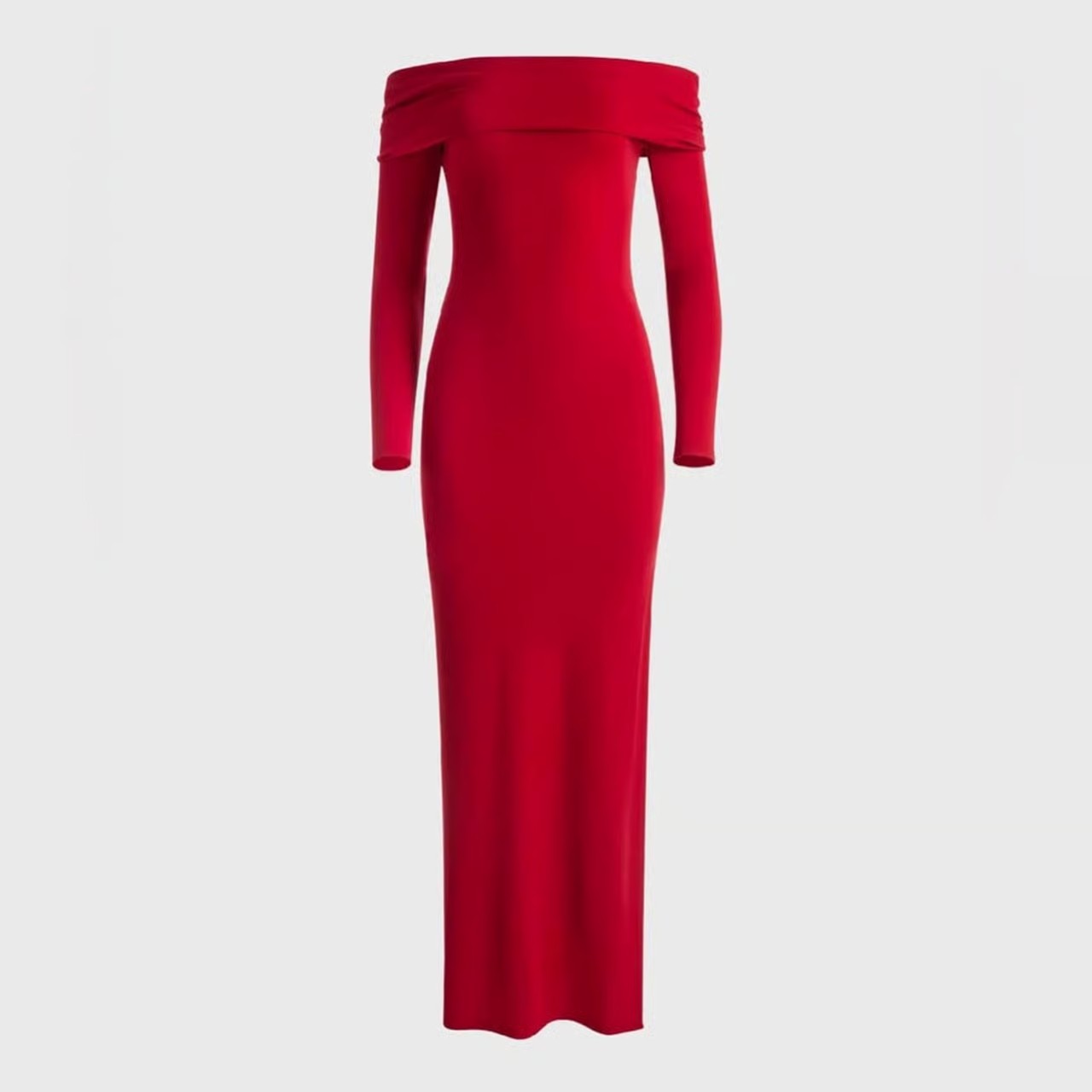 Alice+Olivia Coretta Off-the-Shoulder Long Sleeve Maxi Dress in Red