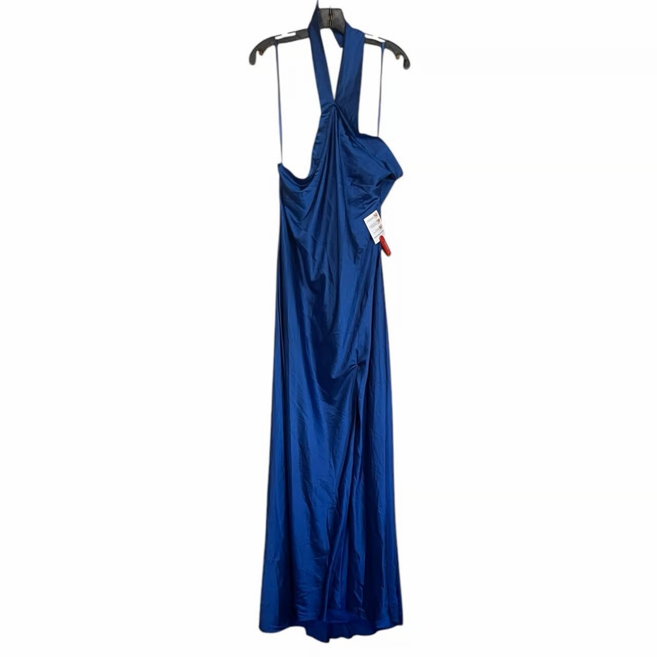 Mac Duggal NEW Size 14 26925 Cobalt Blue Asymmetrical Crisscross Halter Gown