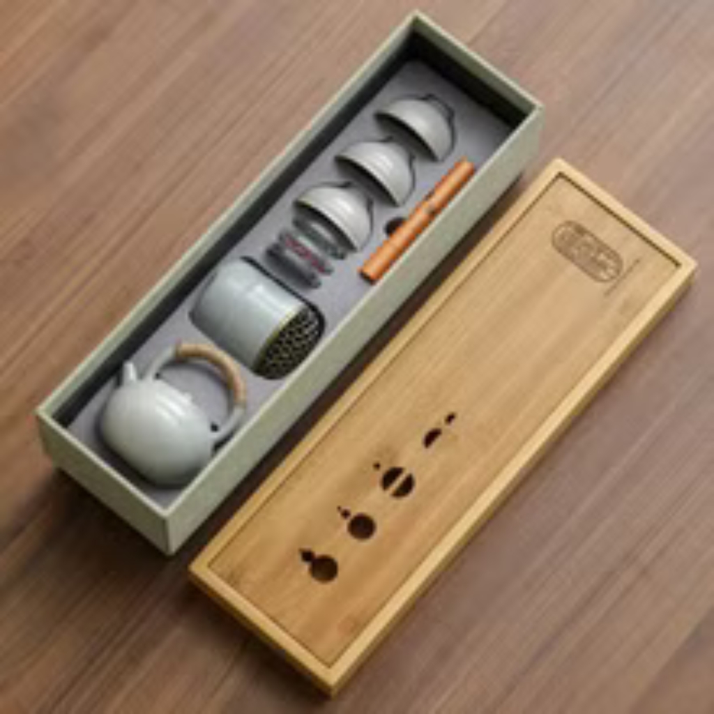 Yuxi Ru Kiln Kung Fu Tea Set Gift Box with Incense (Comes with Handbag)